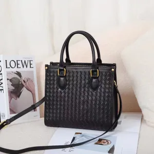 Mocha Woven Sheepskin Leather Tote