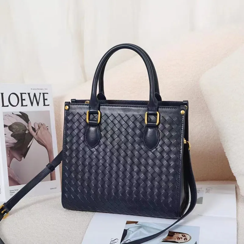 Mocha Woven Sheepskin Leather Tote