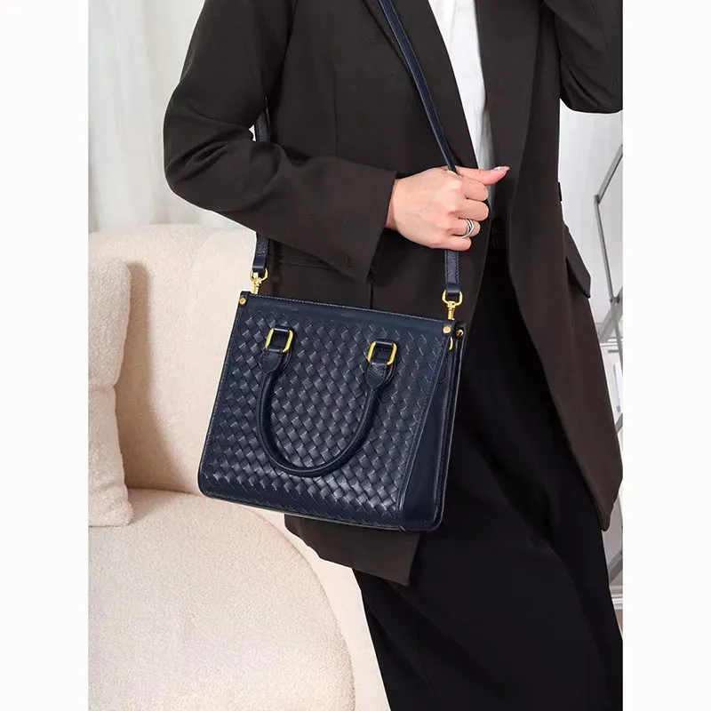 Mocha Woven Sheepskin Leather Tote