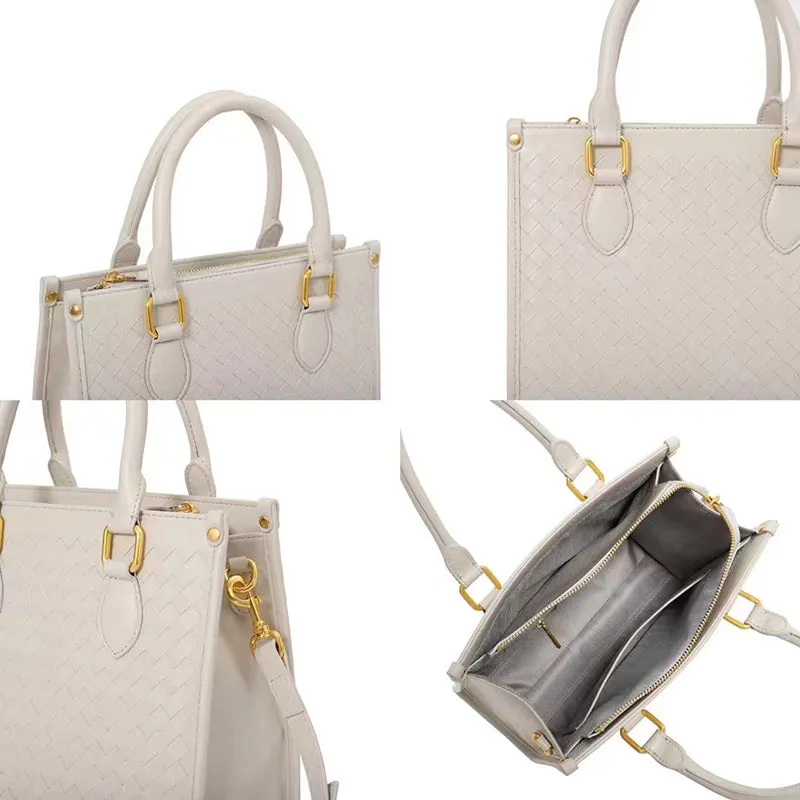 Mocha Woven Sheepskin Leather Tote