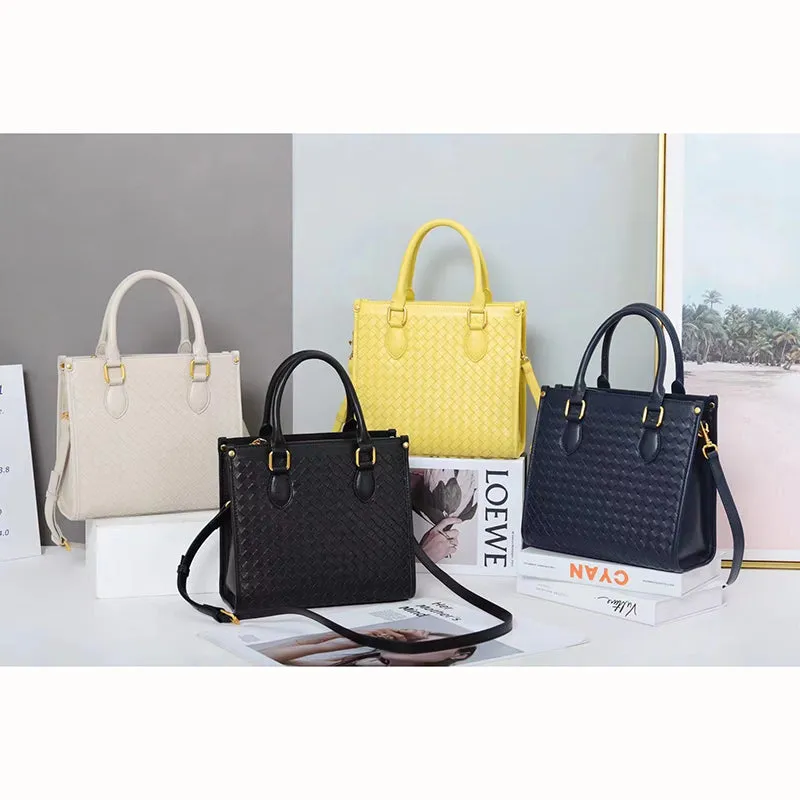 Mocha Woven Sheepskin Leather Tote