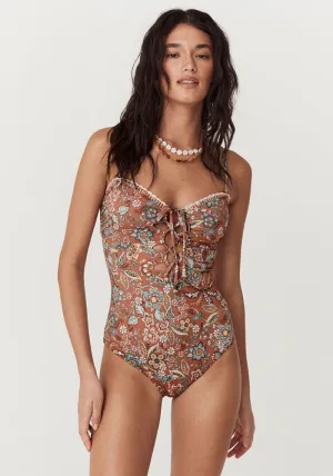 Mojave Lily Lace Up One Piece - Amber