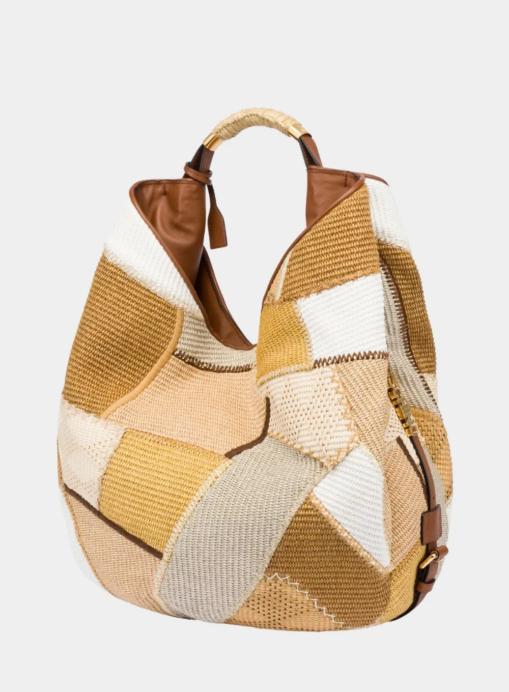 MOSCHINO | Large Patchwork Straw Bag
