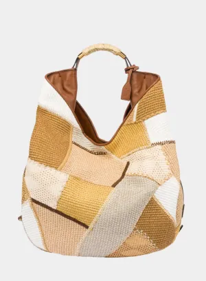 MOSCHINO | Large Patchwork Straw Bag