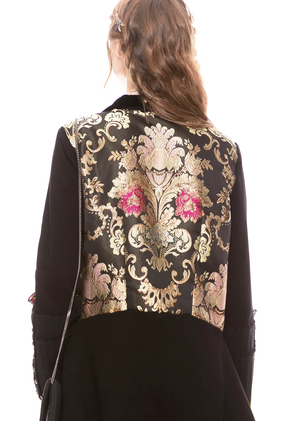 Multicolor Black Brocade Coat