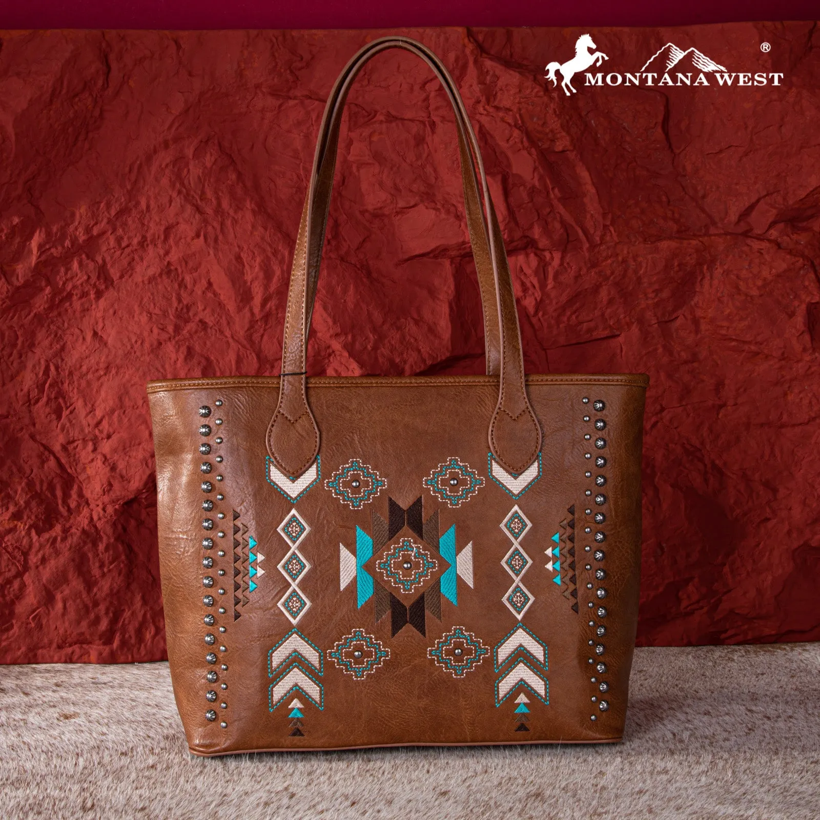 MW1245G-8317  Montana West Embroidered Collection Concealed Carry Tote