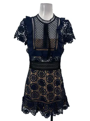 Navy Blue Laced Sheath Dress