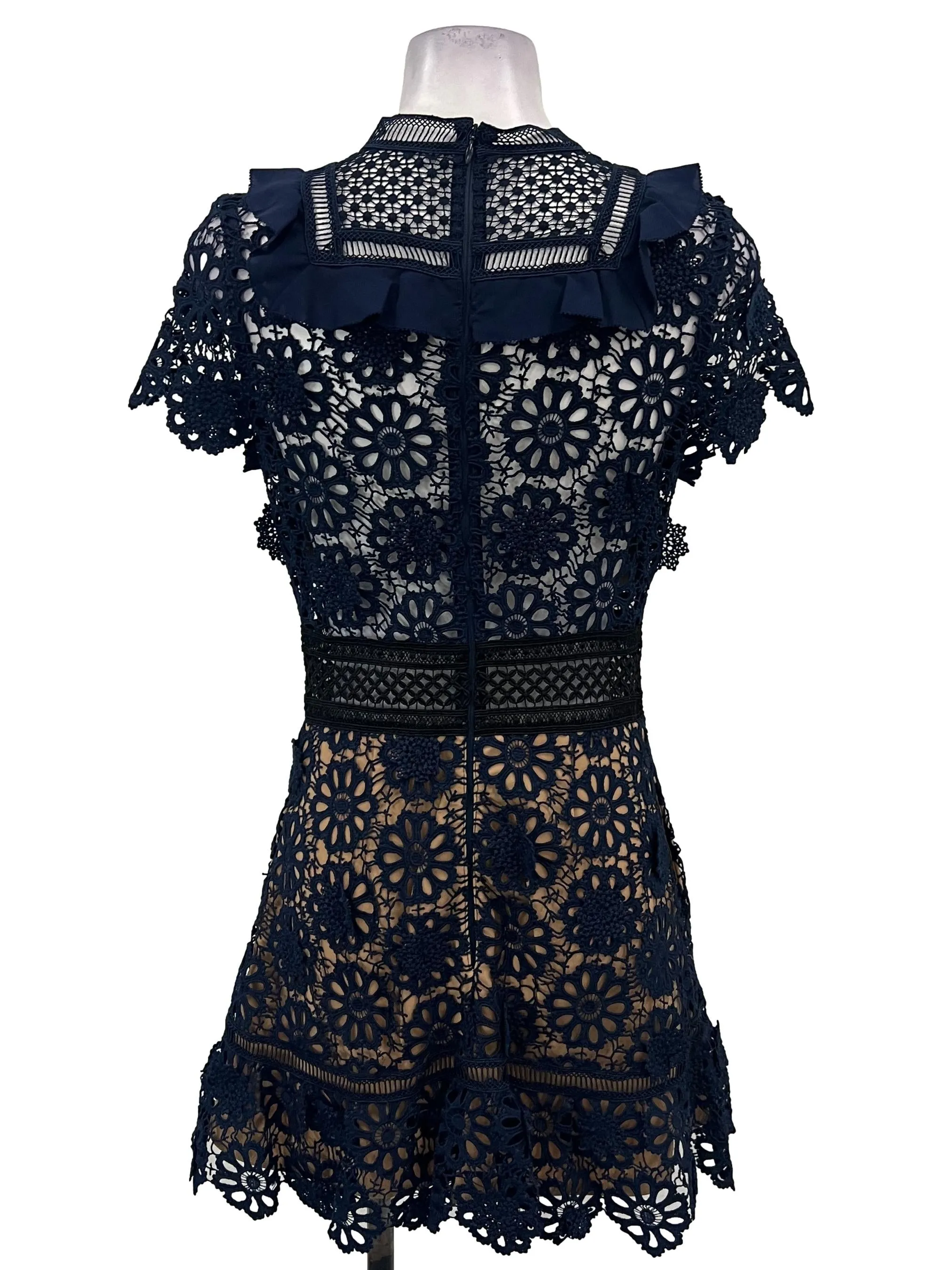 Navy Blue Laced Sheath Dress