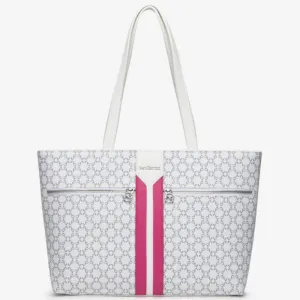 NeroGiardini White & Pink Pattern Tote Bag