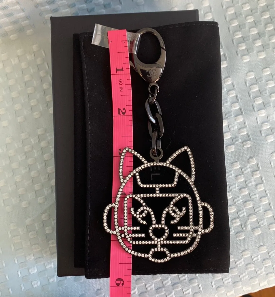 New CHANEL Strass Cat Robot Bag Charm