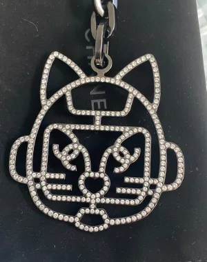 New CHANEL Strass Cat Robot Bag Charm
