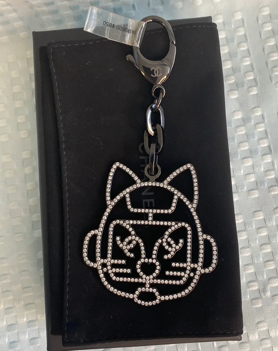 New CHANEL Strass Cat Robot Bag Charm