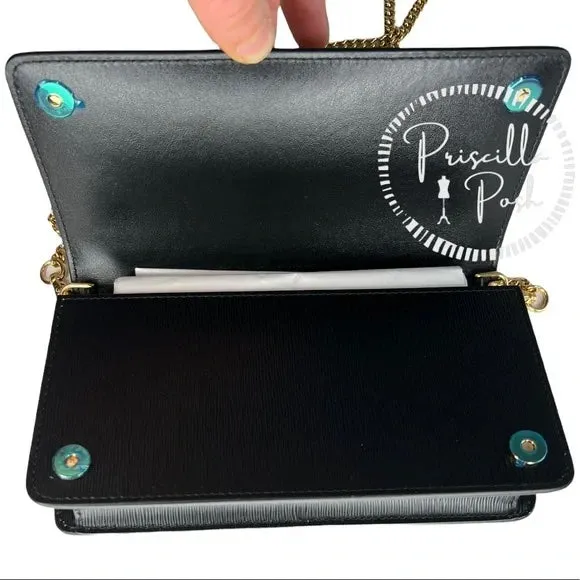 NEW Prada Miniborse Black Vitello Move Leather Chain Cross Body Black Leather Gold