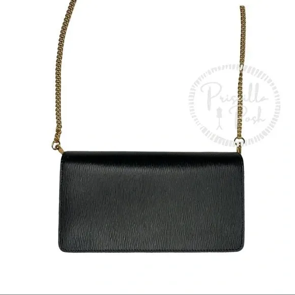 NEW Prada Miniborse Black Vitello Move Leather Chain Cross Body Black Leather Gold