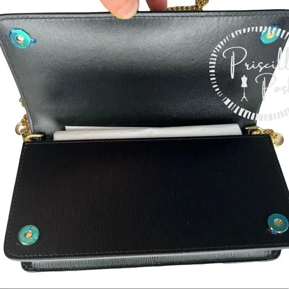 NEW Prada Miniborse Black Vitello Move Leather Chain Cross Body Black Leather Gold