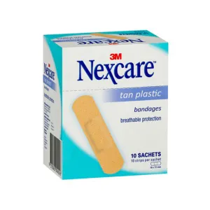 Nexcare Tan Plastic Strips (10 Sachets 10 Strips Per Sachet)