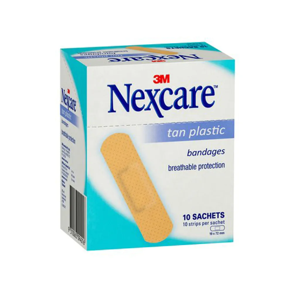 Nexcare Tan Plastic Strips (10 Sachets 10 Strips Per Sachet)