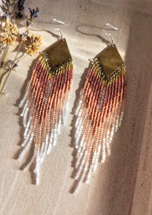 Nina Pink Ombre Boho Beaded Earrings