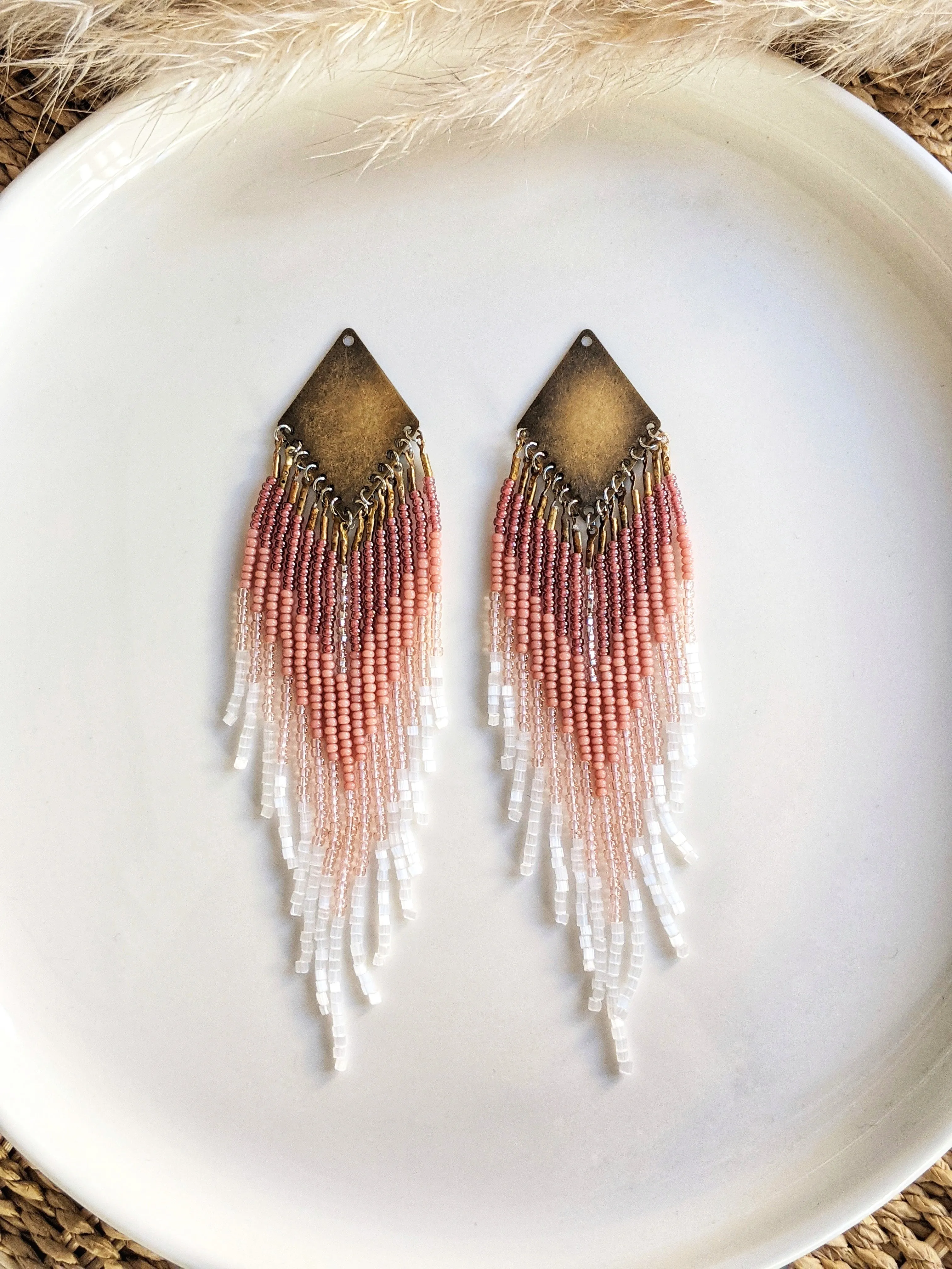 Nina Pink Ombre Boho Beaded Earrings