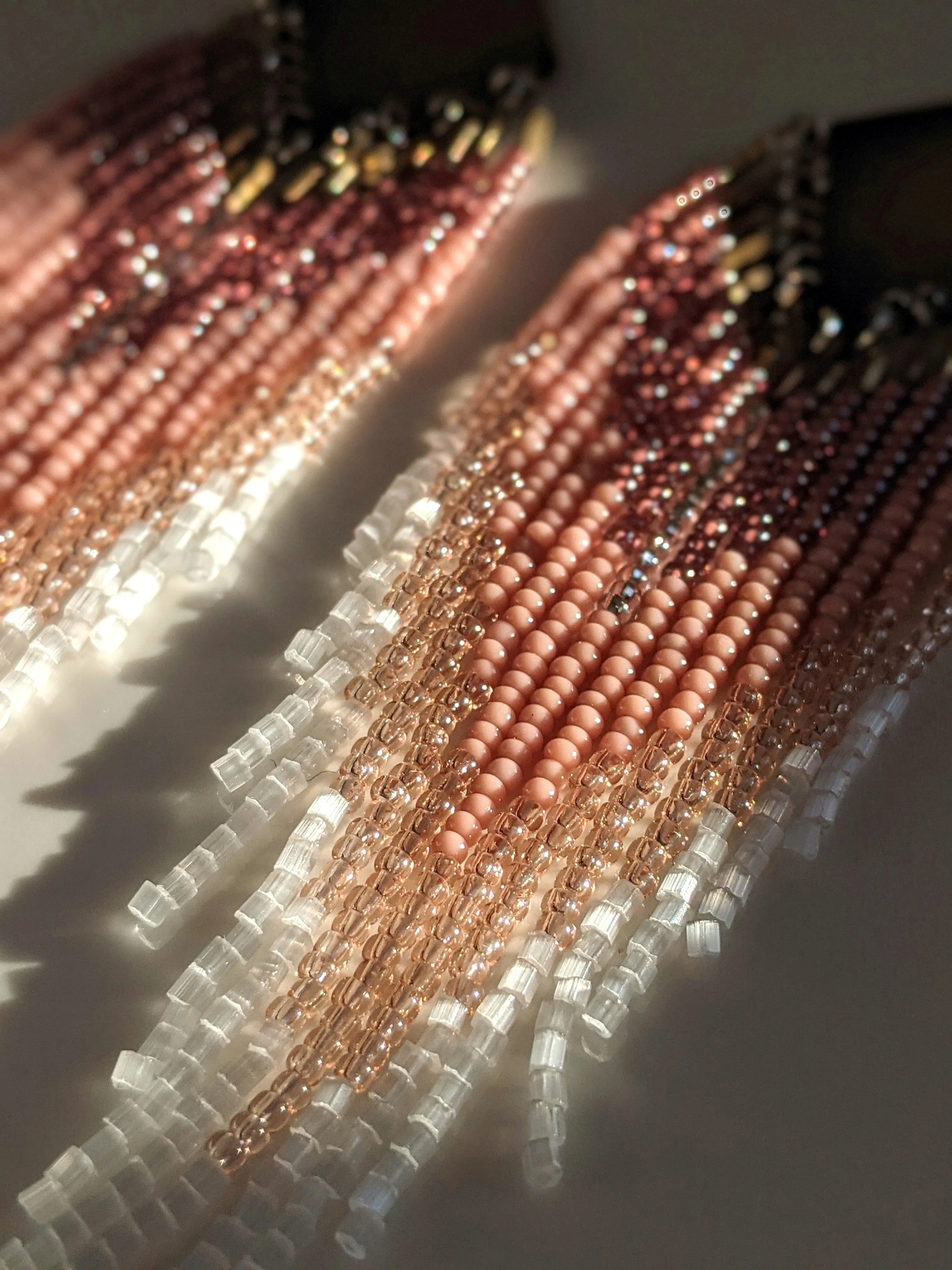 Nina Pink Ombre Boho Beaded Earrings