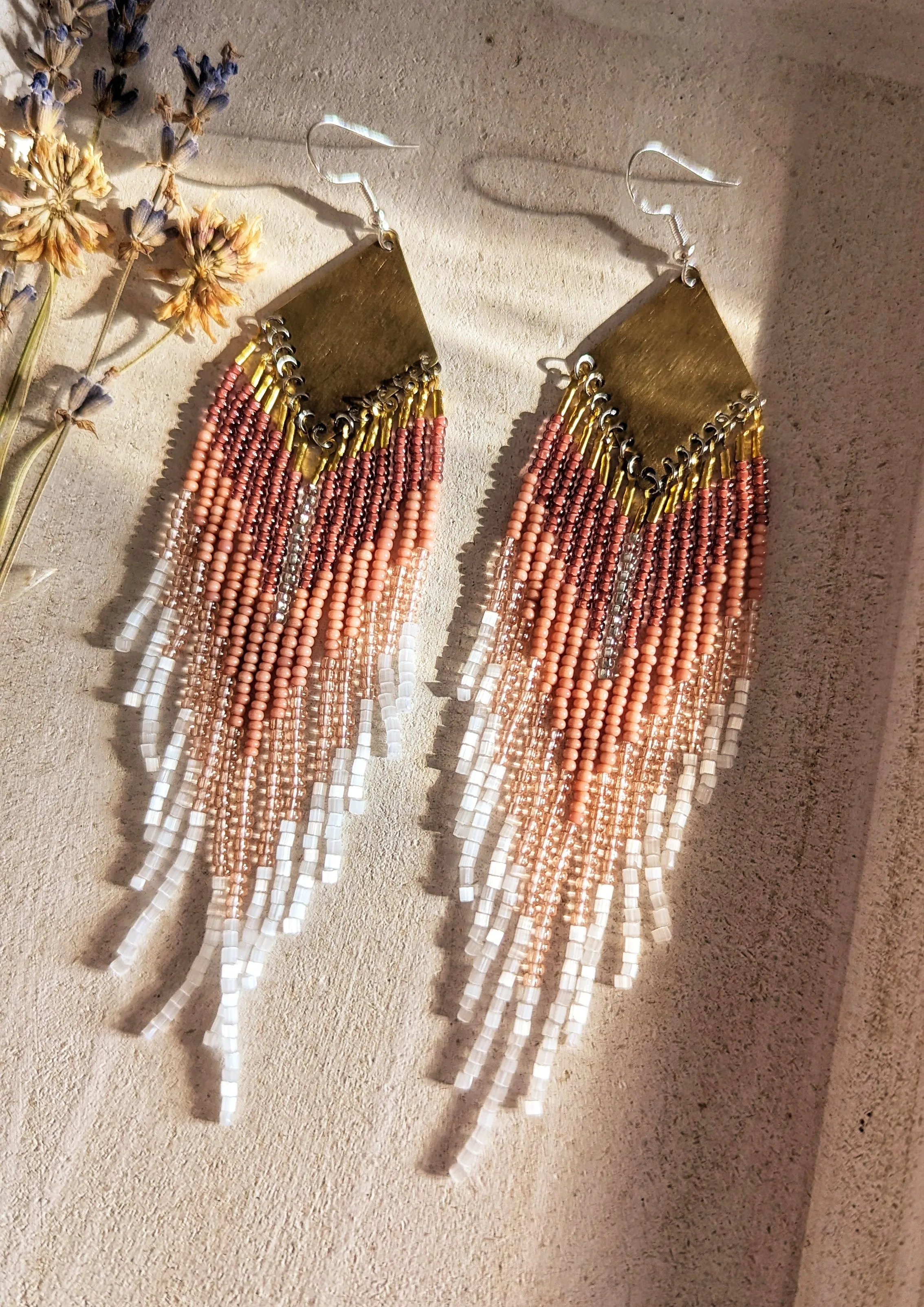 Nina Pink Ombre Boho Beaded Earrings