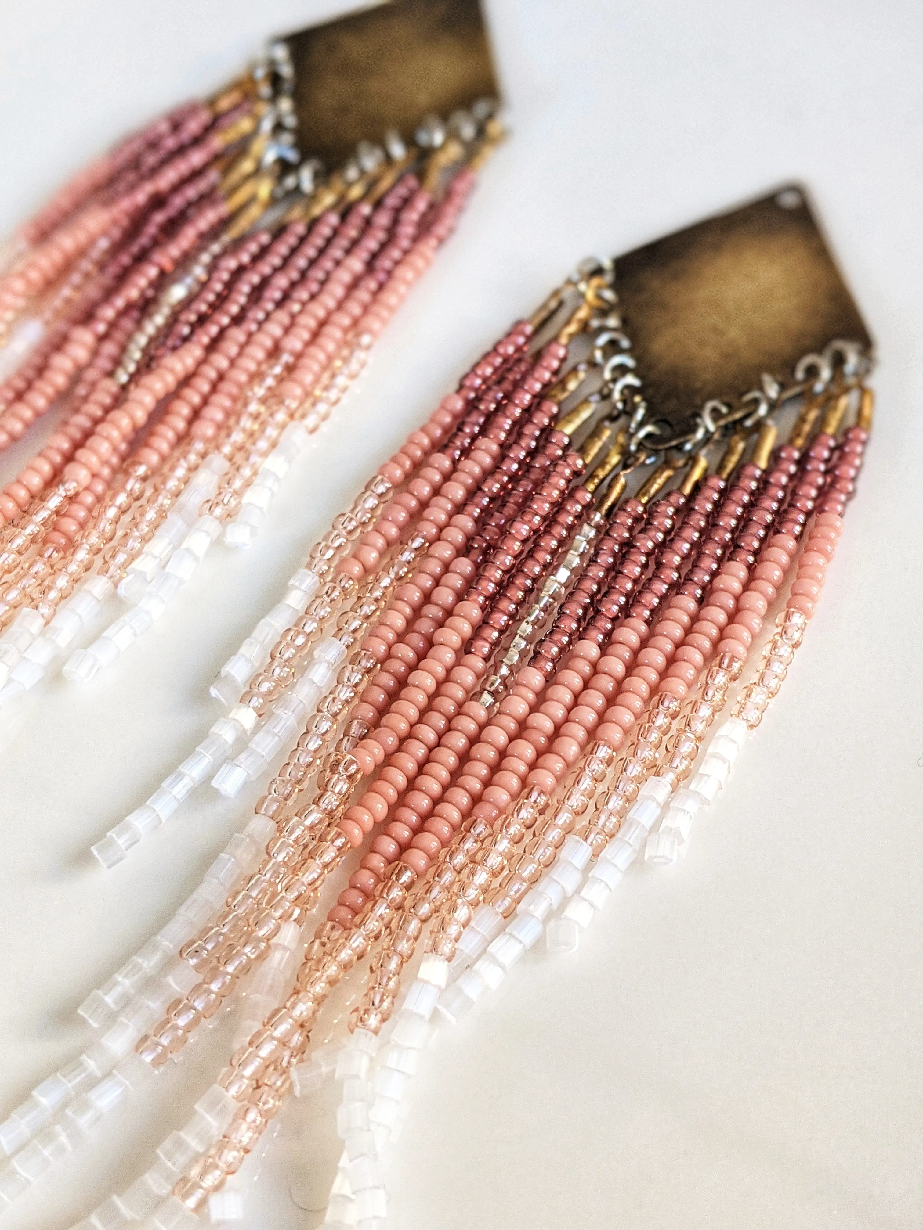Nina Pink Ombre Boho Beaded Earrings
