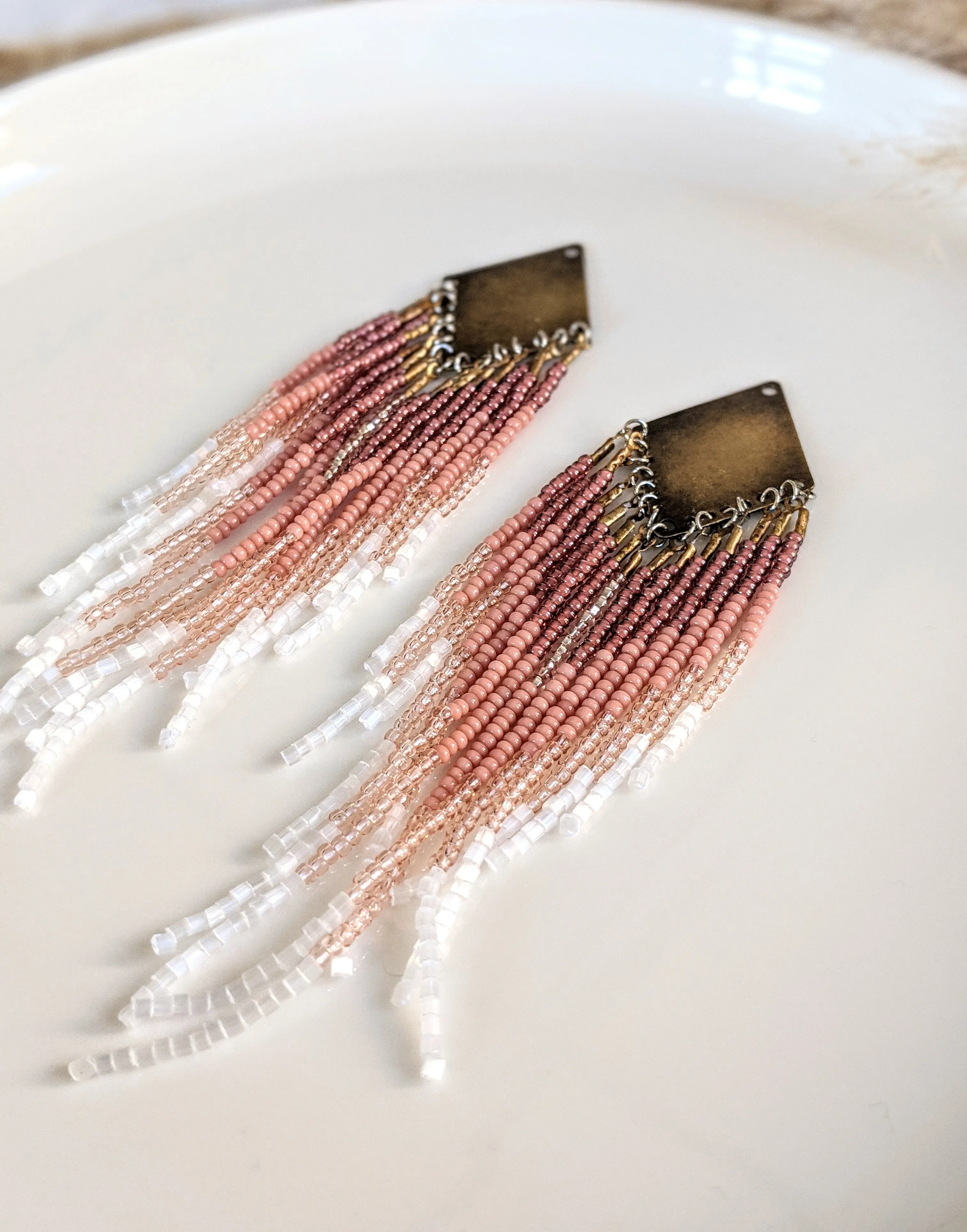 Nina Pink Ombre Boho Beaded Earrings