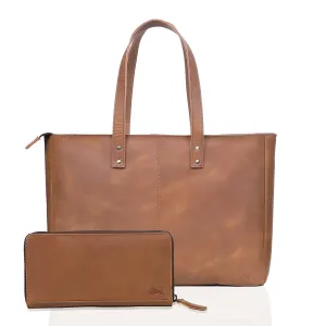 Nora Buffalo Leather Tote Bag   Wallet Set