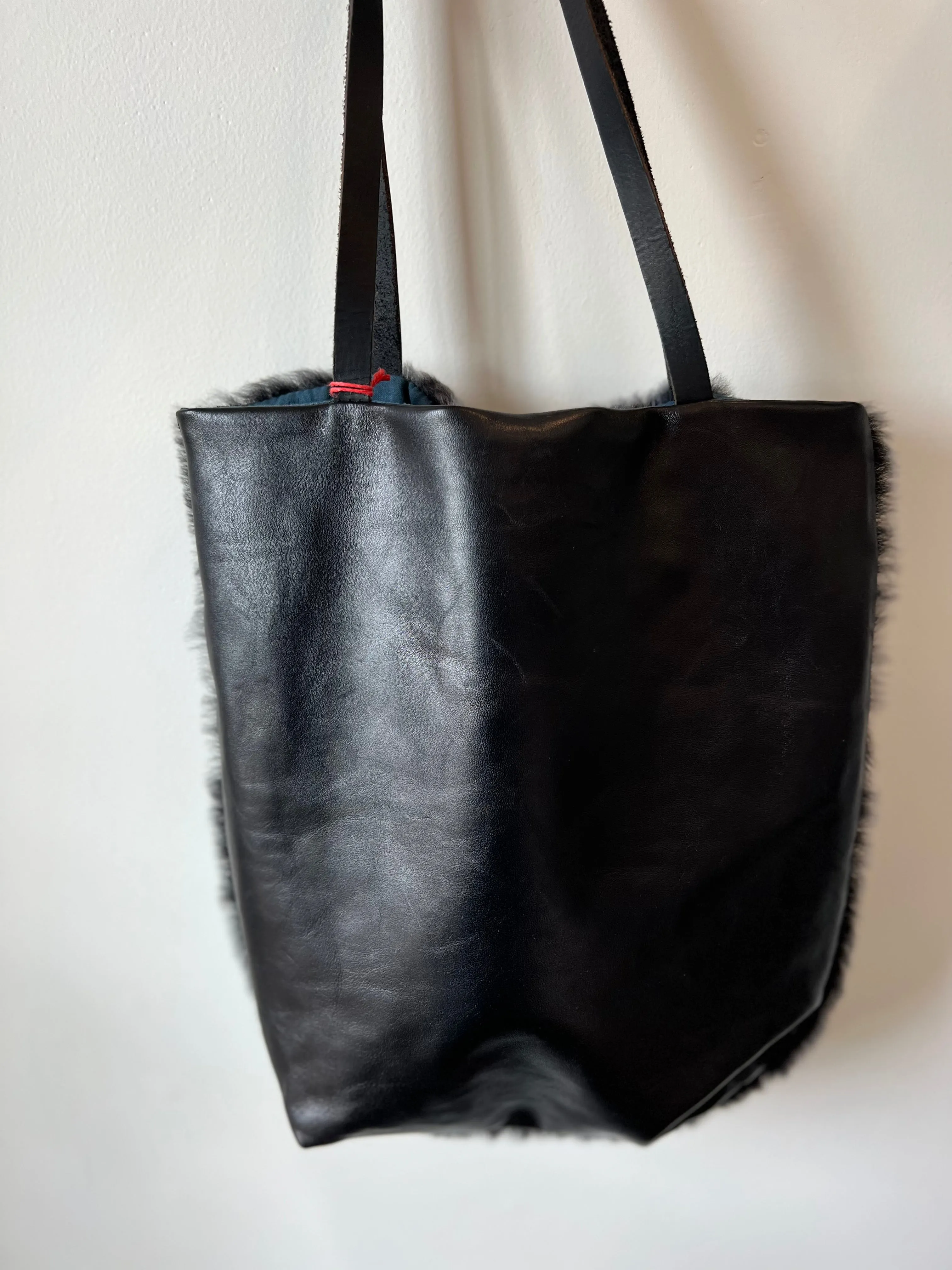 Nothing New - Repurposed Leather Tote Bag - Grey