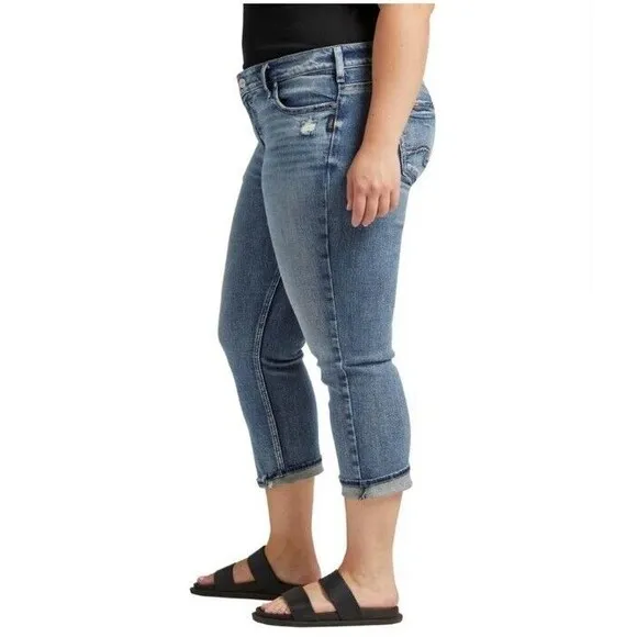 NWOT Silver Jeans Co. Plus Size Elyse Mid Rise Capri Size 24w Summer Casual