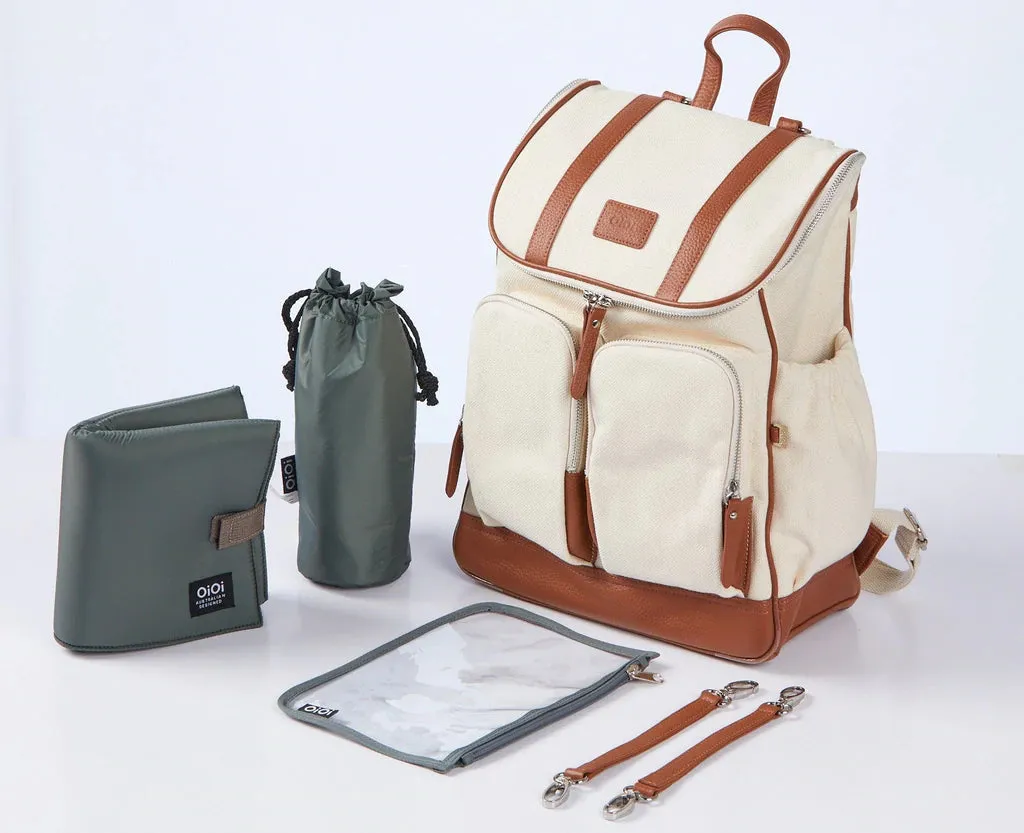 OiOi Canvas Nappy Backpack - Natural Canvas
