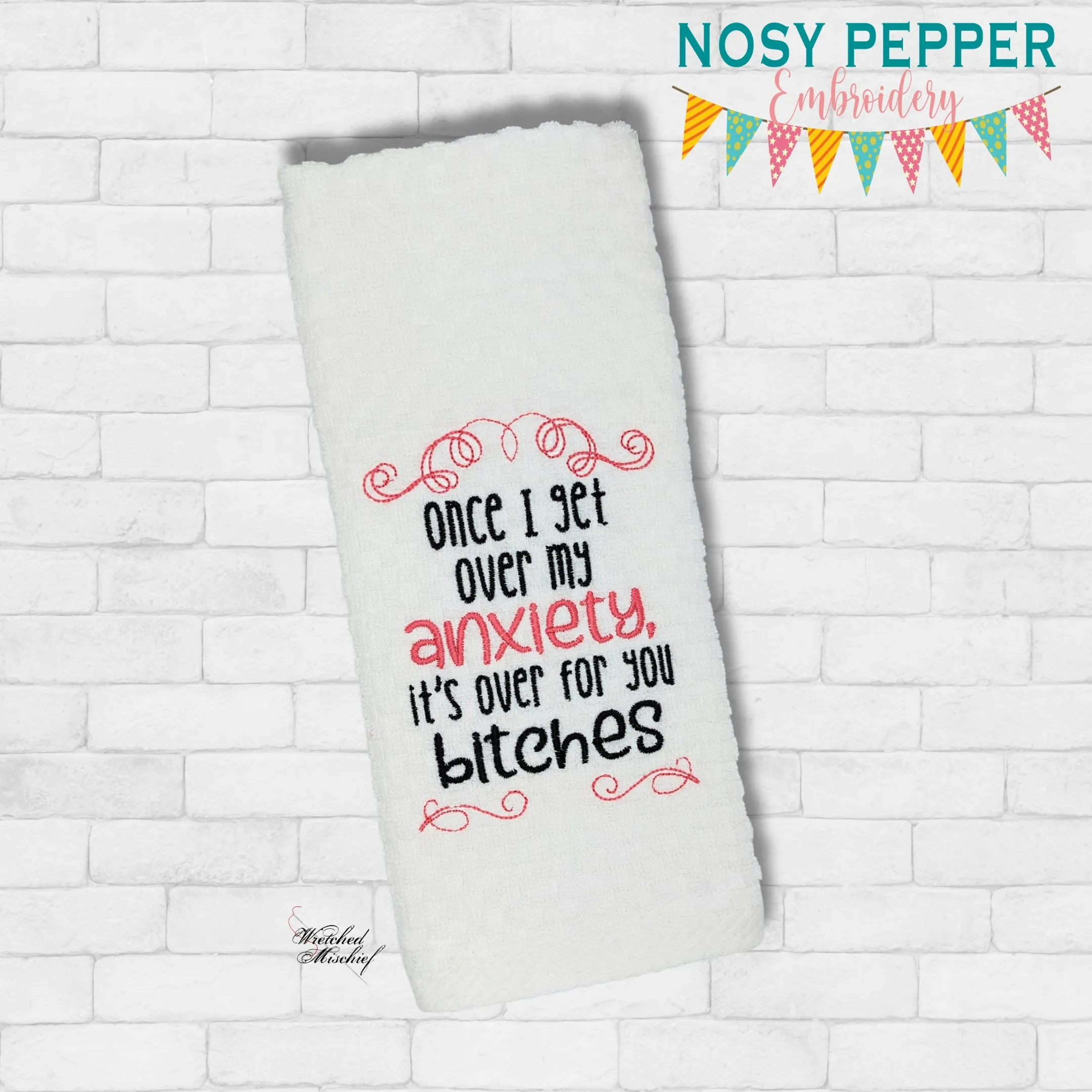 Once I Get Over My Anxiety machine embroidery design (4 sizes included) DIGITAL DOWNLOAD