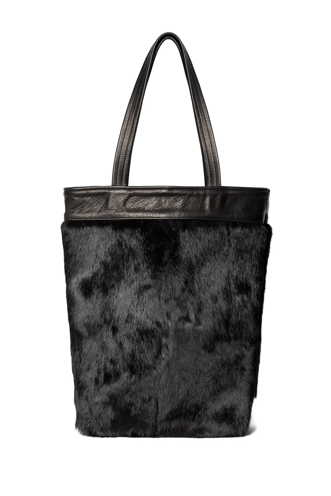 One-of-a-Kind Black Rabbit Fur Tote