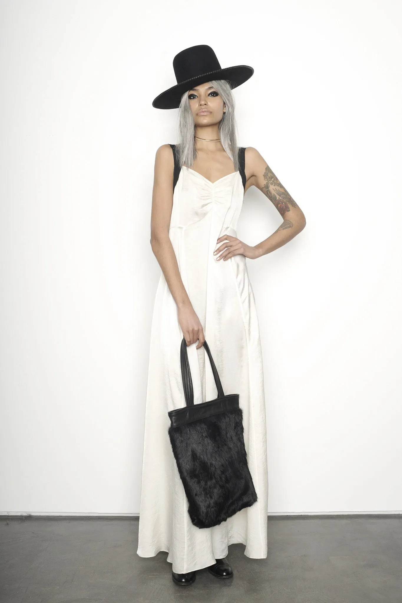 One-of-a-Kind Black Rabbit Fur Tote