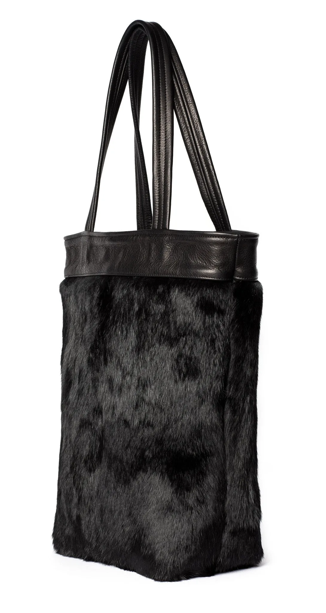 One-of-a-Kind Black Rabbit Fur Tote