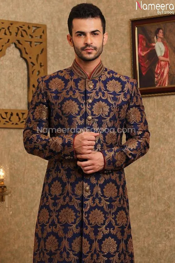Pakistani Embroidered Designer Sherwani 2021 #GR72