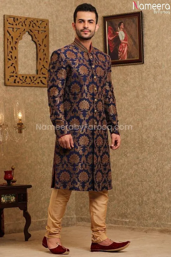 Pakistani Embroidered Designer Sherwani 2021 #GR72