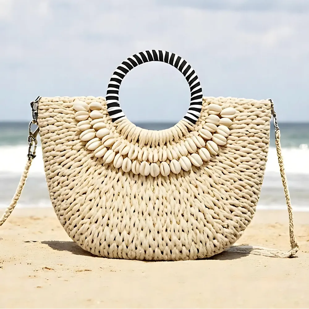 Paloma Hand-Stitched Straw Tote