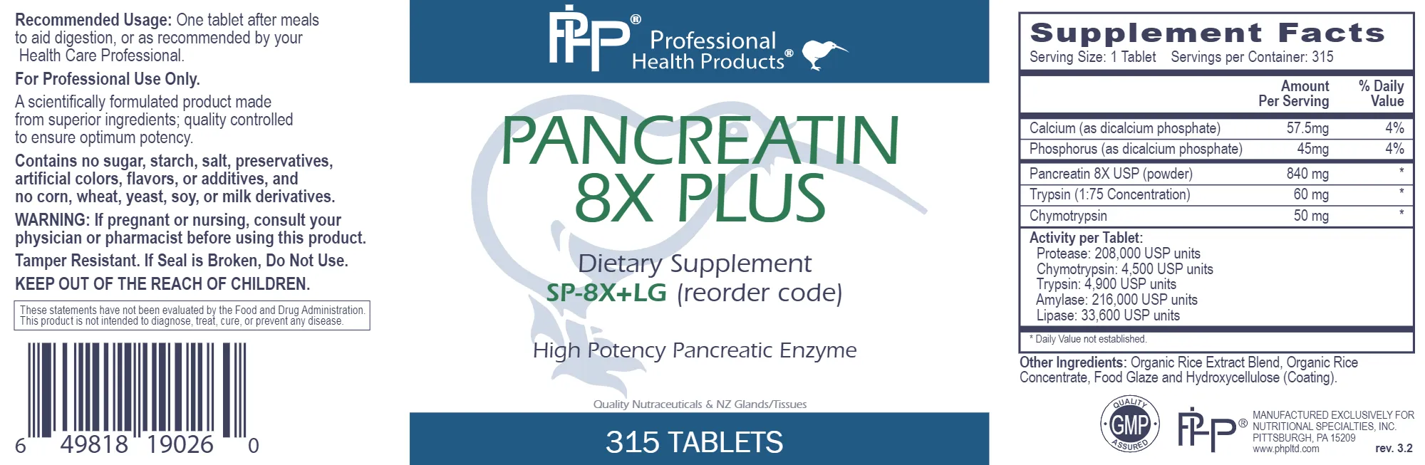 PANCREATIN 8X PLUS
