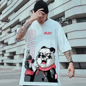 Panda Trendy Brand Hip-hop Loose T-shirt