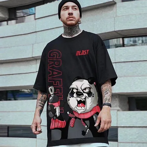 Panda Trendy Brand Hip-hop Loose T-shirt