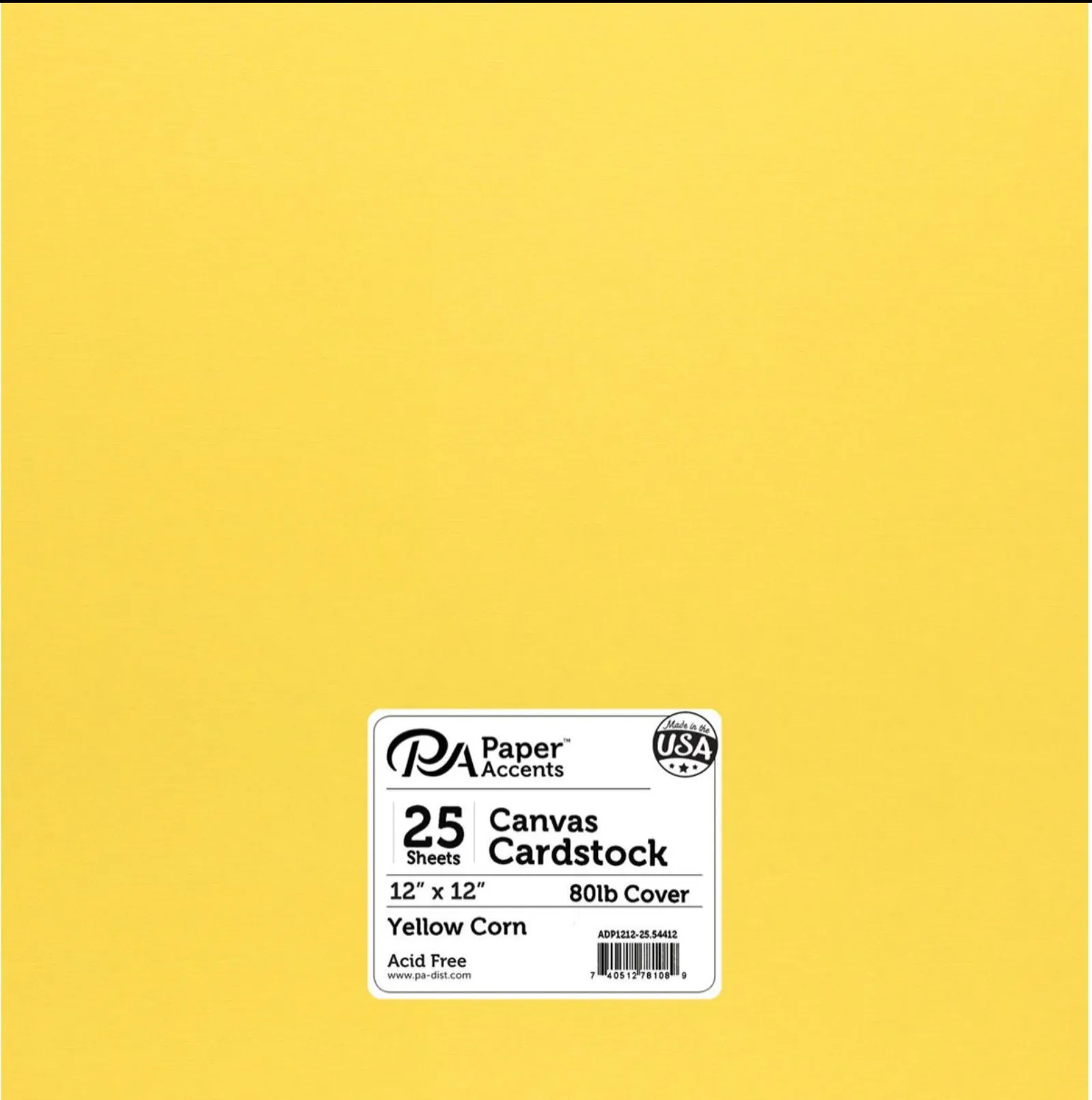 Paper Accents 12x12 80lb Yellow Corn Canvas Cardstock {B504}
