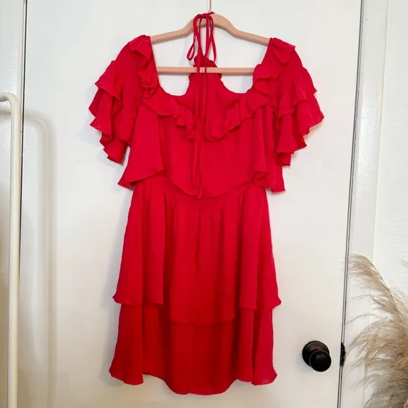 Parker Lorenzo Ruffled Cold Shoulder Dress
