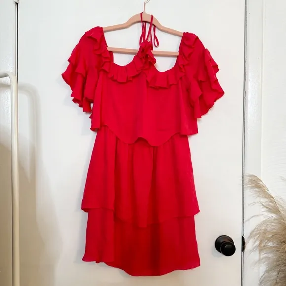 Parker Lorenzo Ruffled Cold Shoulder Dress
