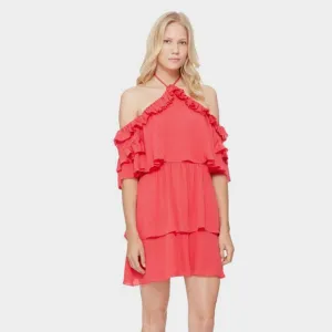 Parker Lorenzo Ruffled Cold Shoulder Dress