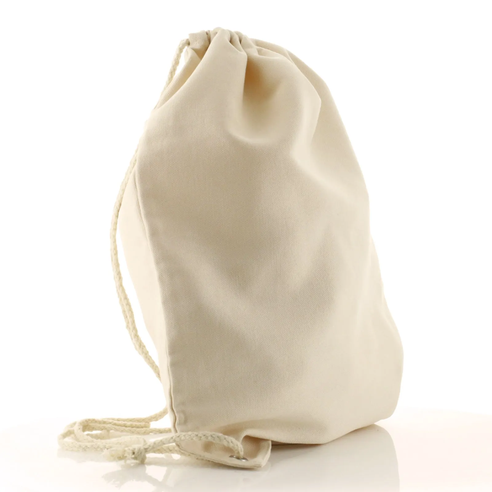 Personalised Canvas Drawstring Backpack with Welcoming Text and Relaxing Mum and Baby Giraffes