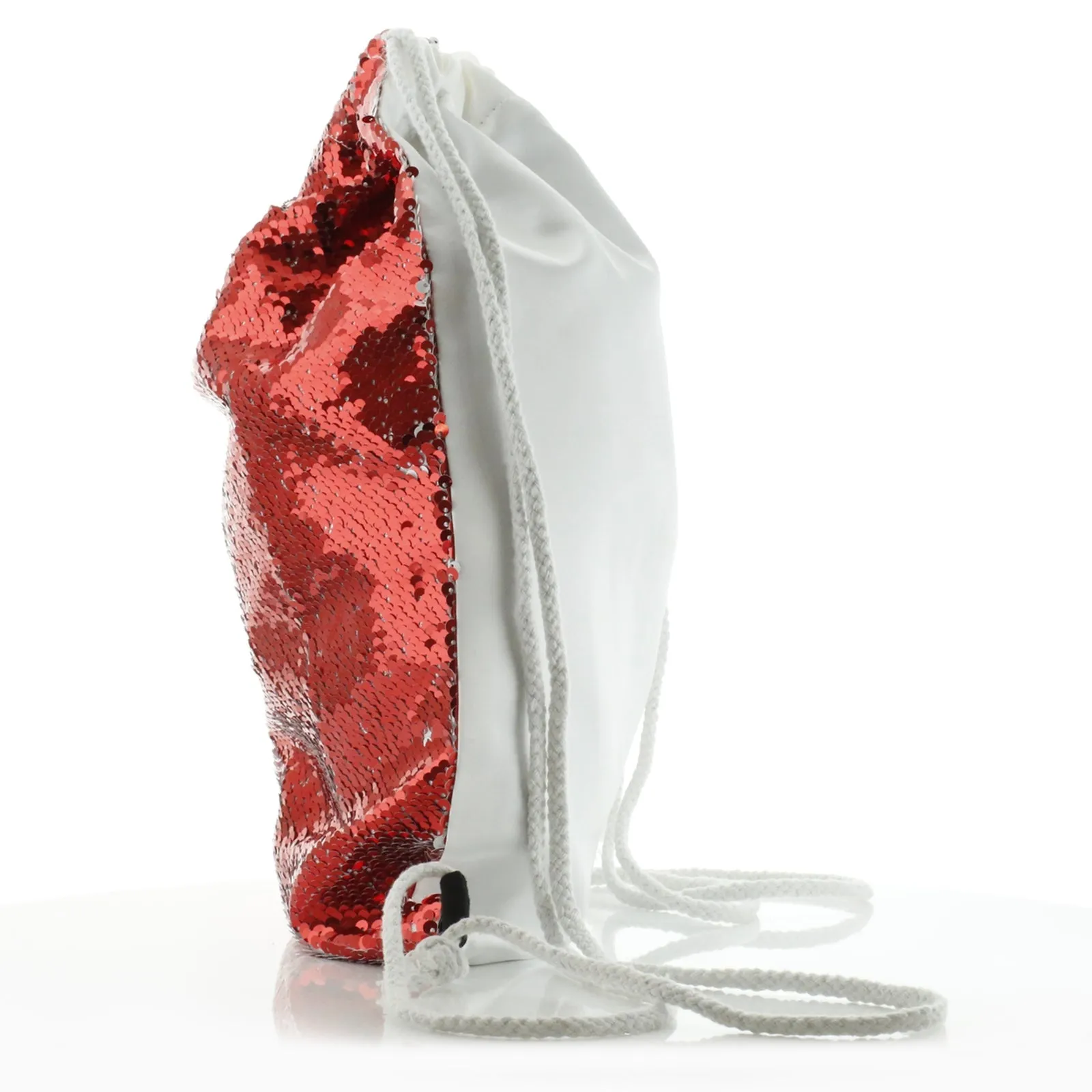 Personalised Sequin Drawstring Backpack with Zebra Blue Butterfly and Cute Text