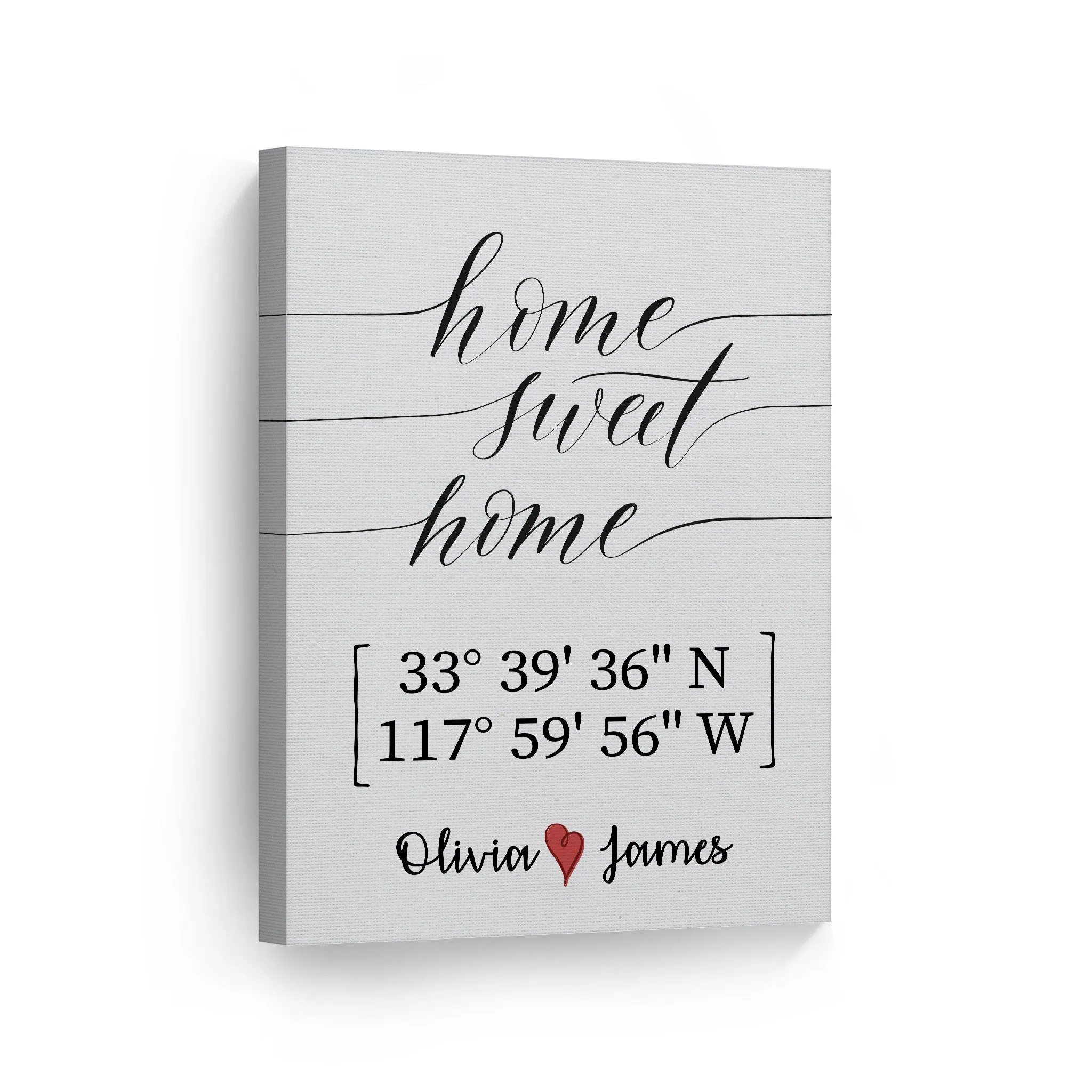 Personalized Gift Wall Art with Couple Names and Coordinates Home Sweet Home Design