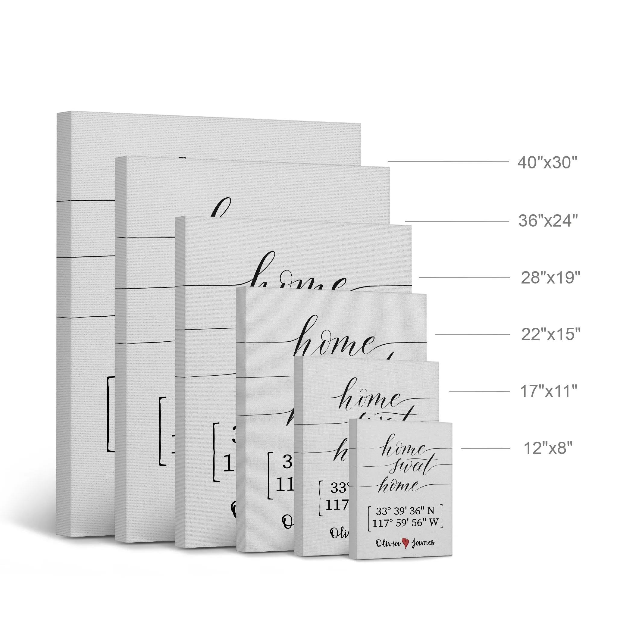 Personalized Gift Wall Art with Couple Names and Coordinates Home Sweet Home Design