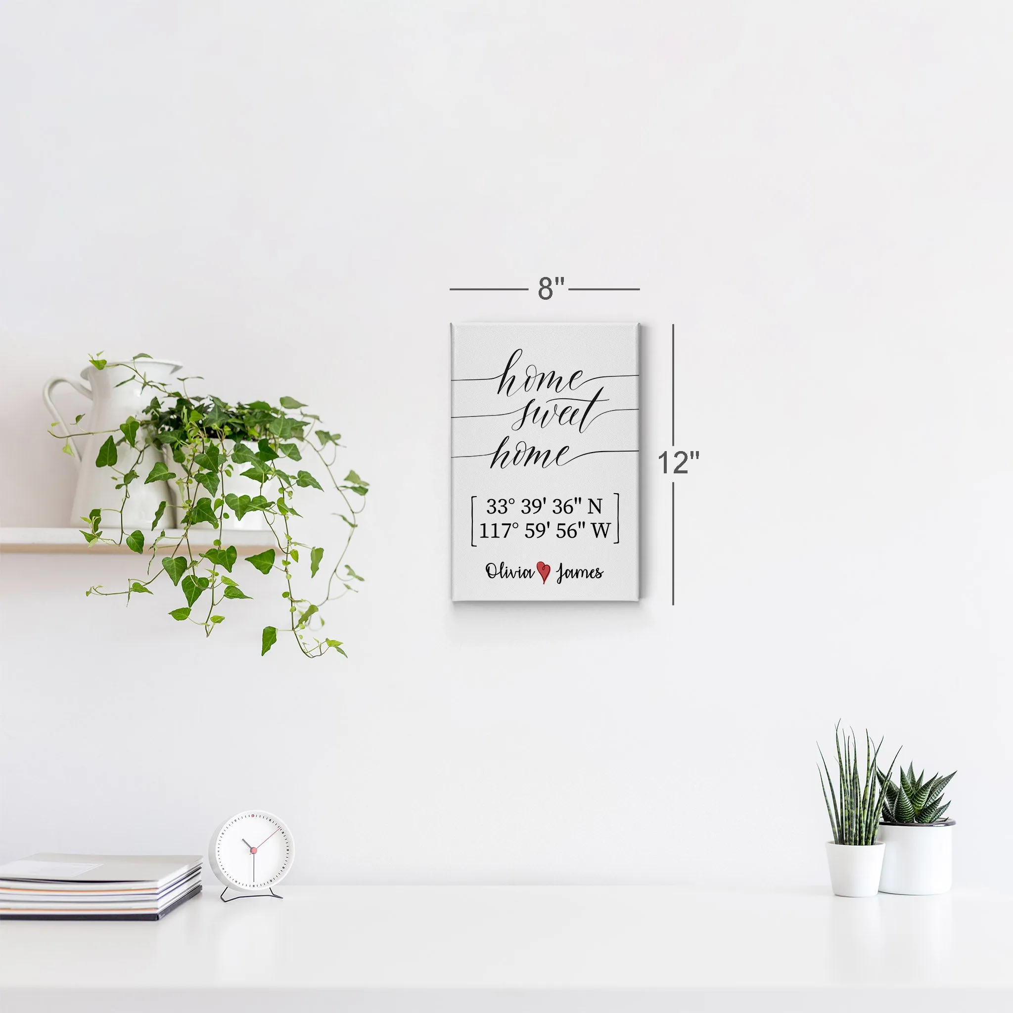 Personalized Gift Wall Art with Couple Names and Coordinates Home Sweet Home Design
